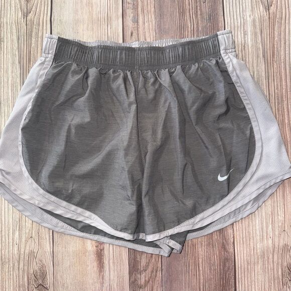 Nike Womens Dri Fit Grey Elastic Waist Drawstring Lined Athletic Shorts Size M - Picture 1 of 6